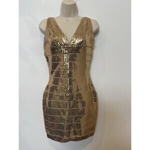 Gold Glitter Bandage Dress Large